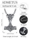 wholesale 925 Sterling Silver Thor Hammer Mjolnir Pendant Necklace Oxidized Viking Ram Head Design-0-1