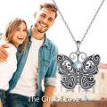 wholesale 925 Sterling Silver Skull & Moonstone Butterfly Pendant Necklace for Women-0-4