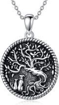 wholesale TOUPOP Pet Dog Necklace Sterling Silver Tree Of Life 2 Dogs Pendant Animal Jewelry Gifts For Animal Lovers Christmas Xmas Birthday Gifts For Her Women Mom Grandma -0-0