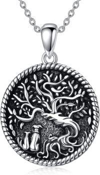 wholesale TOUPOP Pet Dog Necklace Sterling Silver Tree Of Life 2 Dogs Pendant Animal Jewelry Gifts For Animal Lovers Christmas Xmas Birthday Gifts For Her Women Mom Grandma -undefined