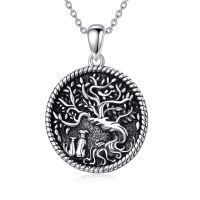 TOUPOP Sterling Silver Tree Of Life 2 Dogs Pendant Animal Jewelry Gifts-undefined