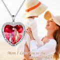 wholesale 925 Sterling Silver Heart-Shaped Red Crystal Pendant Necklaces with Engraved Message I Love You to the Moon and Back - Perfect Gifts for Mother's Day or Birthday (Mom/Daughter/Grandma)-0-1