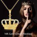 wholesale 14K Gold Diamond Pearl Crown Pendant Necklace for Women-0-5