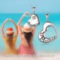 wholesale 925 Sterling Silver Mother & Daughter Heart Pendant Necklaces Set Gift for Mom and Daughter-0-2