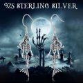 wholesale 925 Sterling Silver Gothic Mermaid Skeleton Tail Drop Earrings-0-4
