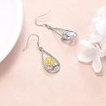 wholesale 925 Sterling Silver Gold Plated Sunflower Teardrop Dangle Earrings for Women Girls  4cm Long-0-3