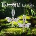 wholesale 925 Sterling Silver Dragonfly Heart Charm Leverback Hoop Earrings  for Women-0-5