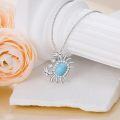 wholesale 925 Sterling Silver Larimar Crab Pendant Necklace with Cubic Zirconia Accents-0-2