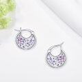 wholesale 925 Sterling Silver Purple Flower Inlay Circle Hoop Earrings-0-2