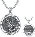 wholesale 925 Sterling Silver Saint Michael Archangel Protect Us Pendant Necklace with 24+2 Extender Chain Gift for Men Women Boys Girls-0-0