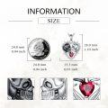 wholesale 925 Sterling Silver Red Heart Skulls Barbed Wire Gothic Pendant Necklace-0-1