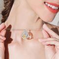 wholesale 925 Sterling Silver Necklace With Golden Chick Pendant And Blue Heart Charm-0-4