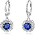 wholesale 925 Sterling Silver Round Blue Sapphire Drop Earrings Gemstone s for Her-0-0