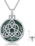 wholesale 925 Sterling Silver Celtic Knot Green Moss Agate Cremation Pendant Urn Necklace with Funnel and Fill Kit - Keepsake Jewelry for Ashes Memory Gift-0-0