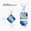 wholesale 925 Sterling Silver Blue Crystal Lily of the Valley Pendant Necklace for Women - December Birthstone -0-4