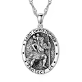 TOUPOP 925 Sterling Silver St Christopher Medal Jewelry Gifts-0-0