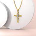 wholesale Gold-Plated 925 Sterling Silver CZ Baroque Cross Pendant Necklace for Women and Men-0-4