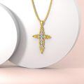 wholesale Gold-Plated 925 Sterling Silver CZ Baroque Cross Pendant Necklace for Women and Men-0-4