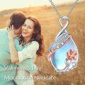 wholesale 925 Sterling Silver Teardrop Moonstone with Rose Flower and I Love You Forever Engraved Pendant Necklace for Women-0-5