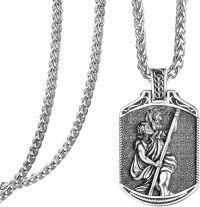 wholesale 925 Sterling Silver Saint Christopher and Saint Michael Pendant Chain Set for Men & Women Catholic Religious -I-St Christopher