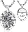 wholesale 925 Sterling Silver Saint Jude Thaddeus Medal Pendant Necklace for Men Women Faith  36 Chain-0-0
