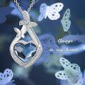 wholesale 925 Sterling Silver Blue Heart Crystal Butterfly & Dragonfly Keepsake Pendant Necklace-0-4