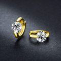 wholesale 18K Gold Round Cut Moissanite Huggie Hoop Earrings for Women-0-2