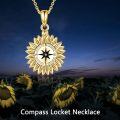 wholesale 925 Sterling Silver Plated Gold Compass Rose Locket Necklace with Go in the Direction of Your Dreams Inscription-0-4