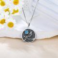 wholesale Silver Synthetic Stone Raven Pendant Crow Round Necklace Gift for Women-0-13