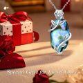 wholesale Sterling Silver Rose Flower Necklace with Gemstone Dainty Pendant Jewelry for Women Mom Mother s Day Birthday Gift-0-15