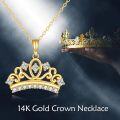wholesale 14K Gold Crystal Tiara Crown Pendant Necklace for Women's s-0-5