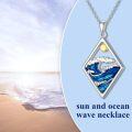 wholesale 925 Sterling Silver Ocean Wave and Whale Tail Pendant Necklace for Women-0-1