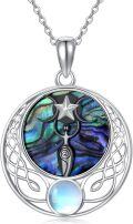 wholesale 925 Sterling Silver Abalone Shell Triple Moon Goddess Pendant Necklace for Women-0-0