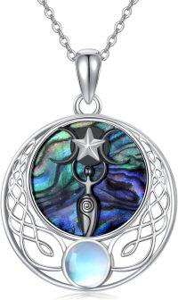 wholesale 925 Sterling Silver Abalone Shell Triple Moon Goddess Pendant Necklace for Women-Triple Moon Goddess