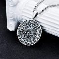 wholesale 925 Sterling Silver Mayan Calendar Pendant Necklace – 1.02 Inch Aztec Sun God Design with Oxidized Finish, Hypoallergenic -0-5