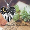 wholesale 925 Sterling Silver Heart-Shaped Moon & Mountains Pendant Necklace - Vintage Nature Jewelry for Women-0-3