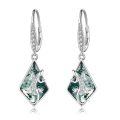 wholesale 925 Sterling Silver Green Agate Triangle Drop Earring with Cubic Zirconia Accents - 3D Lizard Design-0-0