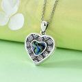 wholesale 925 Sterling Silver Abalone Shell Heart Pendant Necklace with Celtic Knots and Chain for Women (Length: Adjustable)-0-1