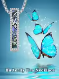 TOUPOP Sterling Silver Turquoise Butterfly Abalone Urn Necklace For Ashes Memory Jewelry-0-3