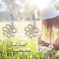 wholesale 925 Sterling Silver Daisy Flower Leverback Dangle Hoop Earrings for Women Christmas Gifts-0-2