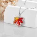 wholesale 925 Sterling Silver Maple Leaf Pendant Necklace with Red and Yellow Enamel for Women Girls Mothers Day Gift-0-3