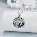 wholesale 925 Sterling Silver Abalone Shell Black Cat on the Moon Pendant Necklace for Women-0-4
