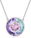 wholesale TOUPOP Christmas Gifts For Mom Women Necklace Sterling Silver Circle Necklaces For Women Crystal Pendant Birthday Mother's Day Jewelry Gifts For Mom Wife Her (b-vitrail Light-10-october-tourmaline) -0-0