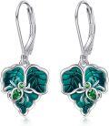 wholesale 925 Sterling Silver Green Leaves & Insects Drop Earrings Gift for Her-0-0