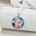 wholesale 925 Sterling Silver Fox Crystal Pendant Necklace - Cute Animal  for Women and Girls-0-1