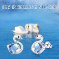 wholesale 925 Sterling Silver Blue Crystal Swan Stud Earrings - Hypoallergenic  for Women-0-4
