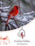 wholesale 925 Sterling Silver Red Enamel Cardinal Bird in Heart Pendant Necklace for Women-0-1