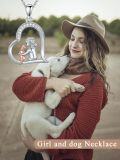 wholesale 925 Sterling Silver Girl and Dog in Heart Shape Pendant Necklace for Women-0-5