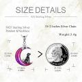 wholesale 925 Sterling Silver Purple Enamel Crescent Moon with Black Dog Pendant Necklace for Women's Gifts-0-3