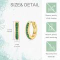 wholesale 14K Gold Emerald Hoop Earrings - 3 Row Green Gemstone Jewelry for Women (Hinged)-0-4